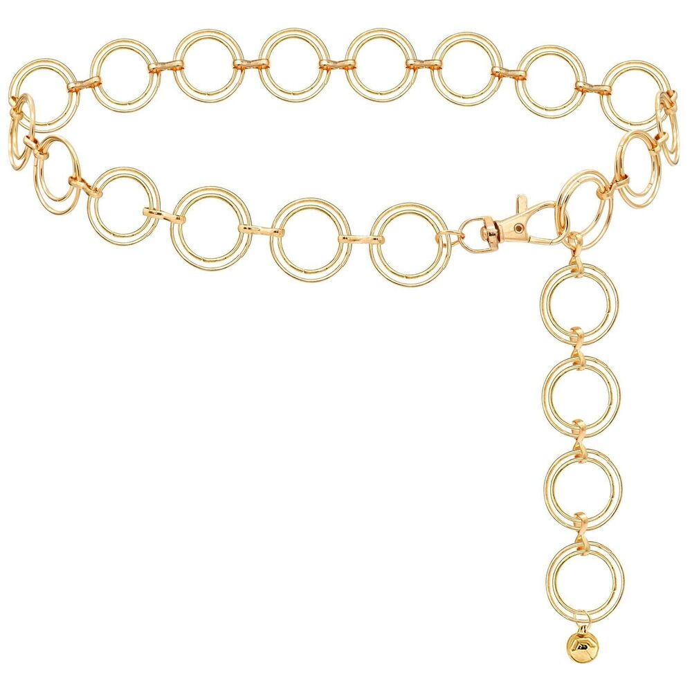 8599 Metal Waist Chain For Women Chunky Belly Link Belt Dresses (gold